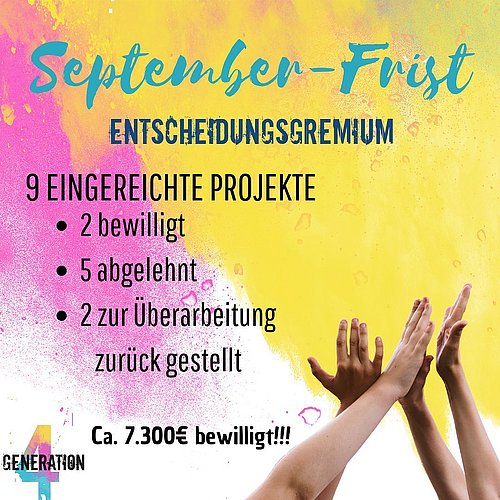 Recap: In der Septemberfrist hat das Entscheidungsgremium über 9 Anträge beraten. 2 der Anträge konnten mit einem...